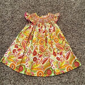 DelaneyYellow and Orange Smocked Ruffled Sundress